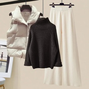 2024 New Women's Slimming Bell Bottoms Three-Piece Cotton Padded Coat <b>Vest</b> Polo/Turtle Neck <b>Sweater</b> Winter Wear - Product Image 4