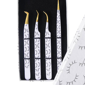 Pinces à cils professionnelles en acier inoxydable, outil de beauté avec pointes inclinées en fibre, extension de cils à prix compétitifs - Product Image 1