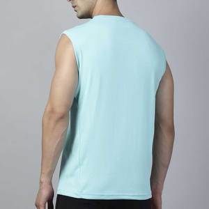 Camiseta sin Mangas para Hombre, Color Azul Claro, Cuello Redondo, Tejido de Punto, Secado Rápido, Estilo Deportivo, Poliéster - Product Image 5
