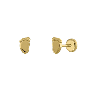 9K Solid Gold Feet <b>Stud</b> <b>Earrings</b> (Available 10K, 14K, 18K) Women Children Kids Ear Clip Screw Back Made in Spain - Product Image 1