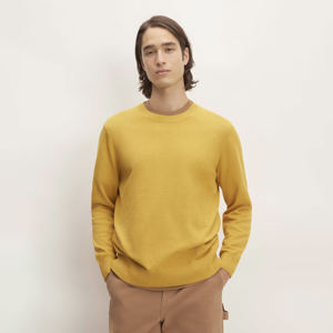 เสื้อวอร์มคอตตอนผ้าฟลีซสีเหลืองล้วนสำหรับฤดูหนาวของผู้ชายเสื้อ100% แบบคลาสสิก - Product Image 1