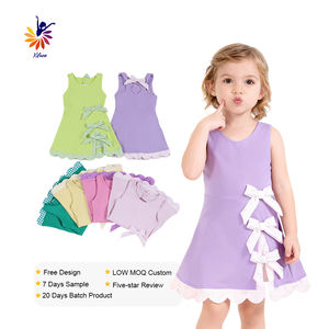 <strong>Girls</strong> Dance Dress Sleeveless with Bow Detail and Built in Shorts Yoga <strong>Outfit</strong> Low Minimum Order - Product Image 1