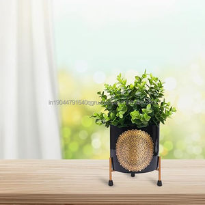 Olla de metal negro con estampado dorado de lujo de Venta caliente con soporte triple a bajo precio - Product Image 6
