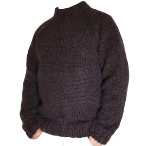 Pull en laine 100% personnalisé en gros pour hommes, col rond, anti-froissement, respirant, anti-rétrécissement, logo frontal - Product Image 1