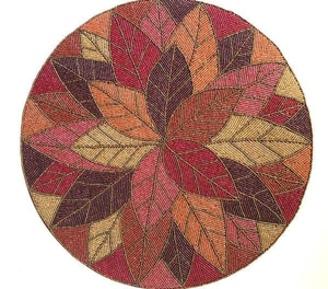 Napperon perlé de graine de broderie napperon pailleté perlé fait à la main napperon d'Inde - Product Image 1