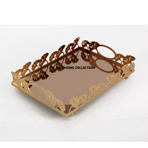 Bandeja decorativa de madera y aluminio con elegante mango de pájaro de diseño de Rama - Product Image 5