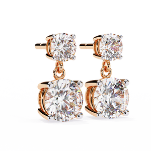 Boucles d'oreilles classiques en or 18 carats avec diamants de laboratoire plaqués rhodium, élégantes et luxueuses - Product Image 1