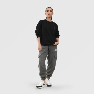 Sweat-shirt noir respirant et brodé en maille de soie biologique pour femme, style quotidien pour l'entraînement, taille unique, hiver - Product Image 4