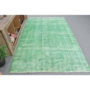 พรมตุรกีโบราณแบบทันสมัยขนาดใหญ่4.9 x 8.3ft สีเขียวปะต่อวัสดุขนสัตว์ด้านหลังสี่เหลี่ยมผืนผ้าสำหรับตกแต่งห้องโถงห้อง - Product Image 3