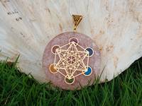 Cendrier en Orgonite de Quartz Rose avec Symbole du Cube de Metatron, Guide des Chakras, Protection EMF, Cristal Feng Shui Poli de Haute Qualité - Vente en Gros