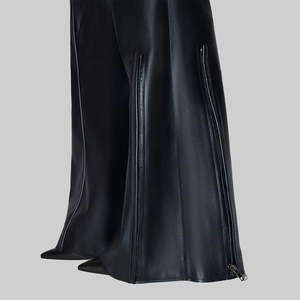 Leggings Térmicos Negros Elásticos para Mujer, de Piel Sintética con Cierre Central, Ajustados, Cortavientos, Impermeables, que Disimulan la Barriga, para Otoño - Product Image 5