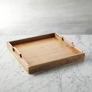 Bandeja rectangular de madera con diseño de usuario, acabado natural, tamaño estándar para el hogar y la boda, bandeja para servir comida hecha a mano - Product Image 2