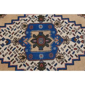 4x6.4 ft Vintage Rug, Turkish Area Rug, Blue <b>Brown</b> Oriental <b>Wool</b> Rug - Product Image 5