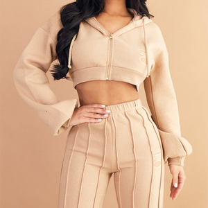 Long Sleeve Fleece Women <b>Plain</b> <b>Tracksuit</b> 2pcs Set Printed Cotton Sublimation Track Suit <b>Tracksuit</b> - Product Image 5