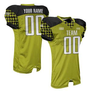 Maillot de football américain respirant pour adultes et jeunes, chemises à carreaux et col en V en maille à manches courtes pour hommes - Product Image 1