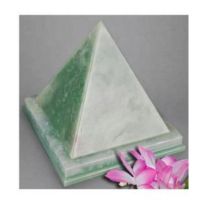 Unique Pyramid Shape Natural Green Veined Onyx <b>Marble</b> Cremation Urn with Decorative Gold Accent Memorial Urn - Product Image 4