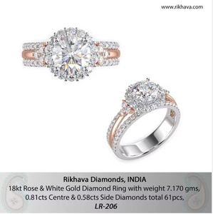 Anillo de diamantes de oro blanco y rosa de 18kt elegante de excelente calidad Diseño impresionante para un anillo de compromiso único por proveedor - Product Image 3