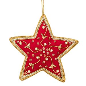 Handmade Velvet Satin Christmas Decorations Customized Beaded Embroidered <b>Star</b> Heart Butterfly Giraffe Ornaments Dog Ornament - Product Image 3