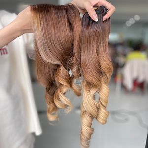 Paquets de couleur rebondissante ombrée de cheveux bruts de haute qualité avec frontal et paquets pour faire des perruques - Product Image 5