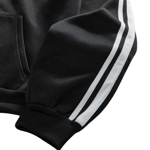 Men's <b>Black</b> Faux Fur Lined <b>Zip</b> Up <b>Hoodie</b> Oversized Streetwear Sweatshirt with Pocket for Autumn Winter - Product Image 5