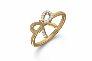 Bague en or 14 carats et diamants en forme d'infini pour femme |   Bague de luxe à 14 pierres, taille brillant ronde |   0,10 carats - Product Image 3