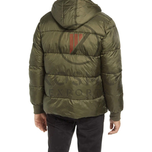 เสื้อแจ็คเก็ตพัฟเฟอร์ฤดูหนาวคุณภาพสูงสำหรับผู้ชาย ดีไซน์ใหม่ทันสมัย มีฮู้ด โลโก้ด้านหน้า บริการ OEM - Product Image 5