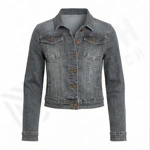 Chaqueta Vaquera Corta de Mezclilla para Mujer, Color Personalizado, Mezcla de Algodón, Forro, Botones, Invierno, Suministro al por Mayor, Top de Moda - Product Image 1