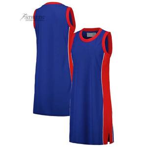 <b>Women's</b> Blue and Red Color Crewneck Sleeveless Sportswear <b>Baseball</b> and Softball Wear Cotton Jersey Dress Breathable Quick Dry - Product Image 5