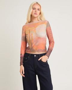 Top Corto de Malla con Media Manga, Estampado Ecológico, Estilo Urbano, Ajuste Holgado, para Verano - Product Image 1