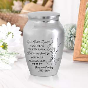 Personalized Baby <b>Mini</b> Urn Stainless Steel Decorative Keepsake Urn Engraved Memorial Urn for Loss of Child Custom Size Silver - Product Image 6