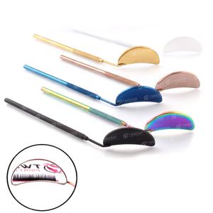 Espejo de belleza con forma de media luna profesional de alta calidad, espejo de extensiones de pestañas de mano multicolor, acero inoxidable puntiagudo - Product Image 4