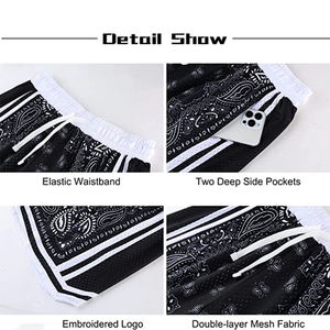 Pantalones Cortos Deportivos Personalizados para Hombre, de Cintura Alta, Secado Rápido, Estilo Baloncesto, con Patrones Vibrantes Sublimados, Tallas de Gimnasio XS XXS OEM - Product Image 3