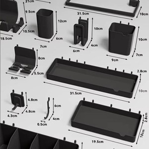 Accesorios para Panel Perforado de Escritorio Sin Perforaciones, Espaciado de Orificios de 30 mm, Cesta Colgante, Gancho, Caja de Almacenamiento, Estante para Figuras - Product Image 1