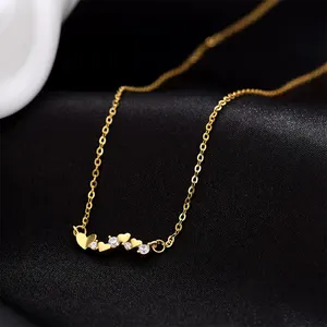 CANNER Elegant 925 Silver A Row of Love Multi Small Heart to Heart Zircon Pendant Necklace Women Valentine's Day Christmas Gifts