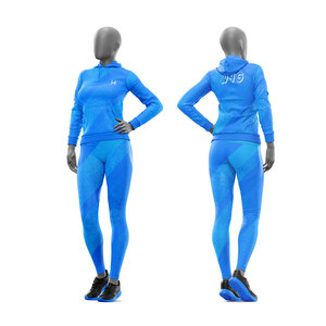 Ensemble de survêtement deux pièces léger et sans coutures pour femme, avec veste et pantalon, personnalisable avec logo imprimé, en polyester/coton - Product Image 1