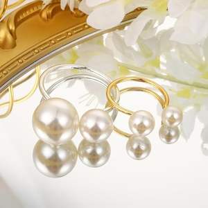 Circle Shape Napkin Ring <b>Set</b> of <b>6</b> Elegant Napkin Ring Holder Pearl Napkin Rings Holder <b>for</b> <b>Dinner</b> Party Wedding - Product Image 3