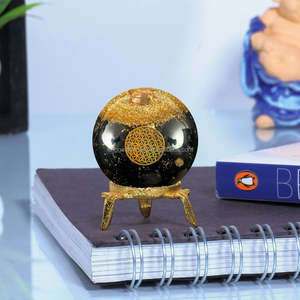 Esfera de piedra de orgón de turmalina negra tallada BOLA DE Reiki curativa de energía semipreciosa para decoración del hogar Feng Shui amor piedra preciosa - Product Image 4