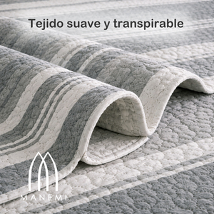 MANEMI Copriletto Moderno a Righe Lavabile per Mezza Stagione con 1 o 2 Federe, Disponibile in Varie Misure - Product Image 3
