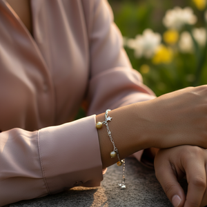 Bracelet à breloques en perles d'argent pour femmes, bijoux élégants et à la mode, cadeau - Product Image 2