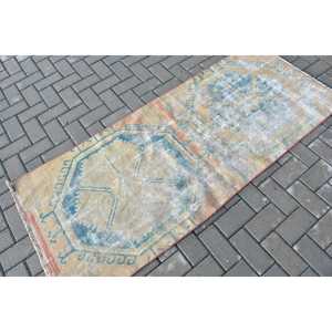 Alfombra Turca Vintage de 2.6x6.3 pies (80x193 cm), Alfombra Azul de Estilo Suroeste - Product Image 2