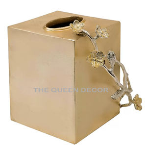 Caja de pañuelos de metal chapado en oro de acero inoxidable cepillado, decorativa para mesa de comedor, para hostelería, hogares, hoteles, restaurantes, decoración Queen - Product Image 2