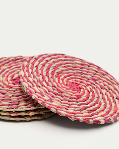 Sous-verres élégants et magnifiques en jonc de mer coloré faits à la main, style bohème vintage, pour tasses à café et théières, vente en gros au Vietnam - Product Image 6
