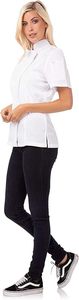 Women <b>White</b> <b>Short</b> Sleeve Chef <b>Jacket</b> Breathable Work Fashion Uniform Cotton Material - Product Image 2