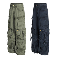 Pantalon cargo pour homme de haute qualité 2025, poche zippée, boutonnière, toile, poche 3D, jambe large, pantalon baggy pour homme, lavé