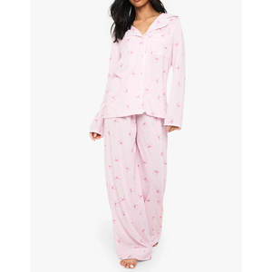High Quality Custom <b>Women</b> Sleep wear Cotton Pyjama 2 Piece Set Sleep Wear Sets Night <b>Suits</b> <b>Lounge</b> Wear <b>Women</b> Sleepwear - Product Image 5