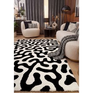 Joli Doodle <b>Black</b> & White Minimalist Machine Made Rectangle <b>Rug</b> for Living Room Bedroom Hallway - Product Image 2