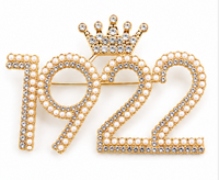 Broche de revers personnalisée Sigma Gamma Rho 1922 avec lettres et chiffres en cristal, 4 styles, perles et strass, couronne, pour sororité grecque