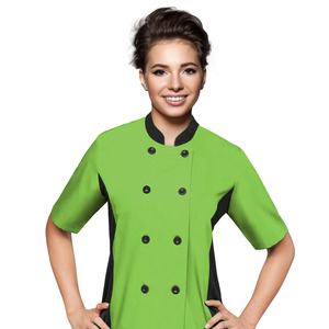 Delantal de cocina de algodón blanco unisex, uniforme de Chef de manga corta con diseño liso impermeable para hoteles y restaurantes, uniformes de Bar - Product Image 1