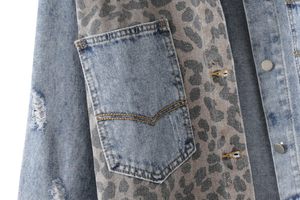 แจ็กเก็ตยีนส์แฟชั่นสตรีทเสื้อแจ็คเก็ตยีนส์เอวลอย - Product Image 2