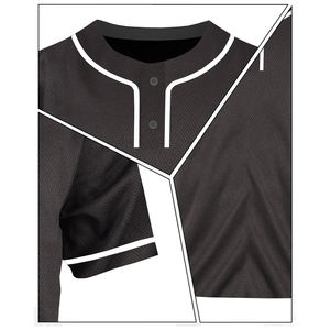 Maillot de baseball unisexe de haute qualité à deux boutons, uni, grande taille, respirant, imprimé, uniformes de sport, joueurs de softball, 100% - Product Image 4